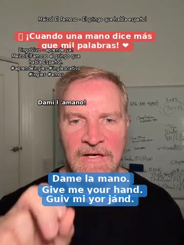 Original bilingual lesson: Give me your hand.